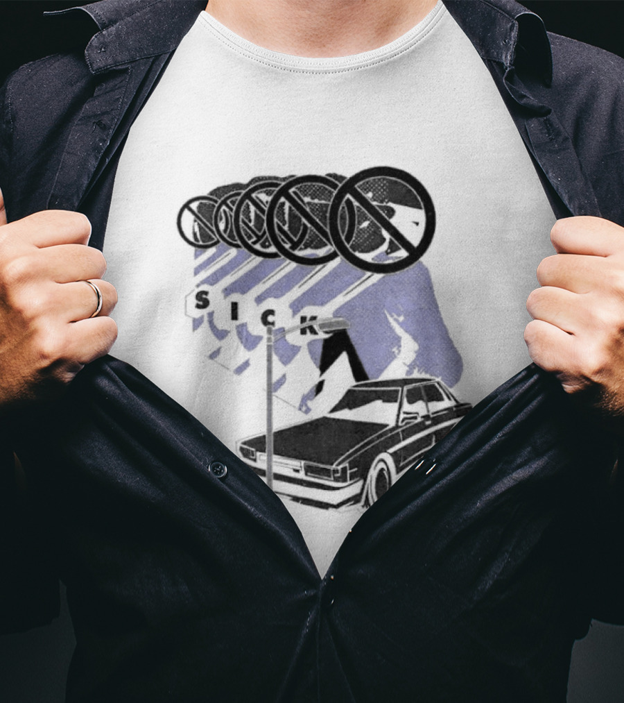 Sick Car Sedan Street Lamp Urban Environment Walking Man T-Shirt