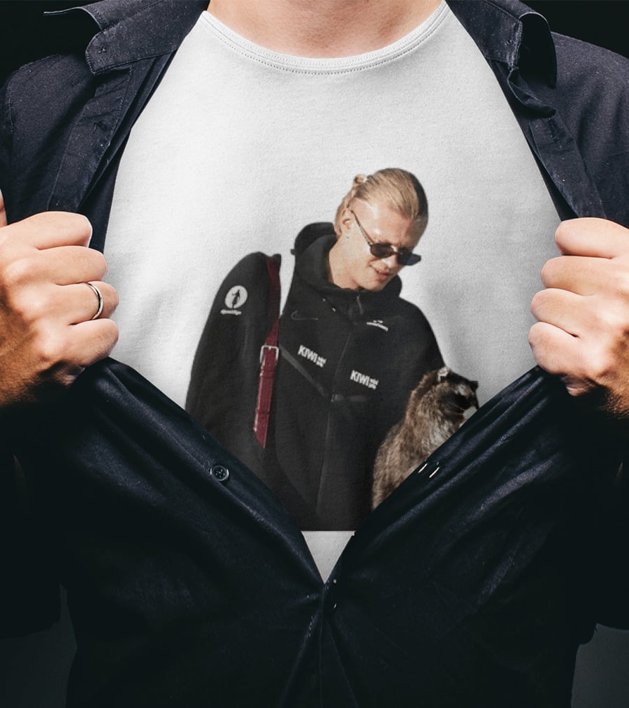 Erling Haaland Raccoon Meme Football KIWI K SPACE Texas T-Shirt