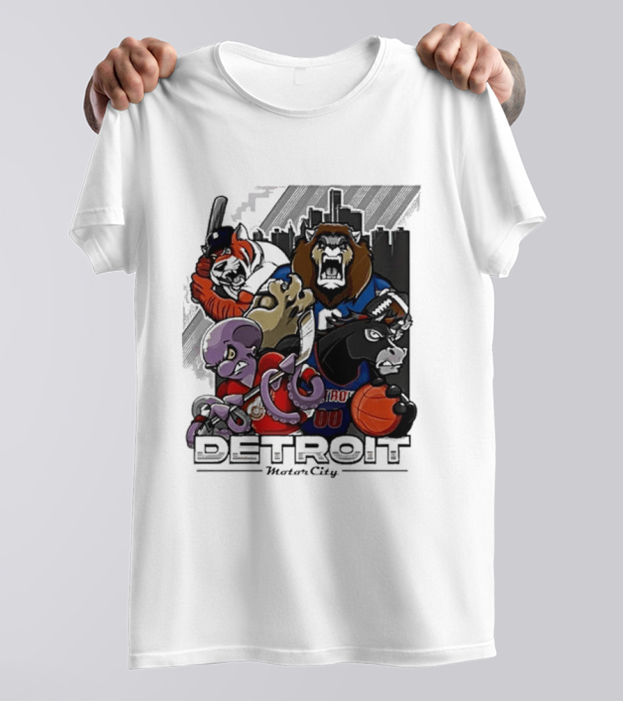 Motor City Detroit Tigers Lions Red Wings Pistons Athletic Sports Fan Gear T-Shirt