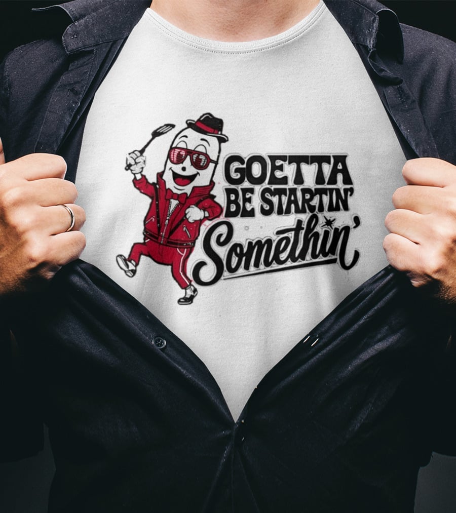 Goetta Be Startin Somethin Hotdog Retro Sunglasses Suit Fedora T-Shirt