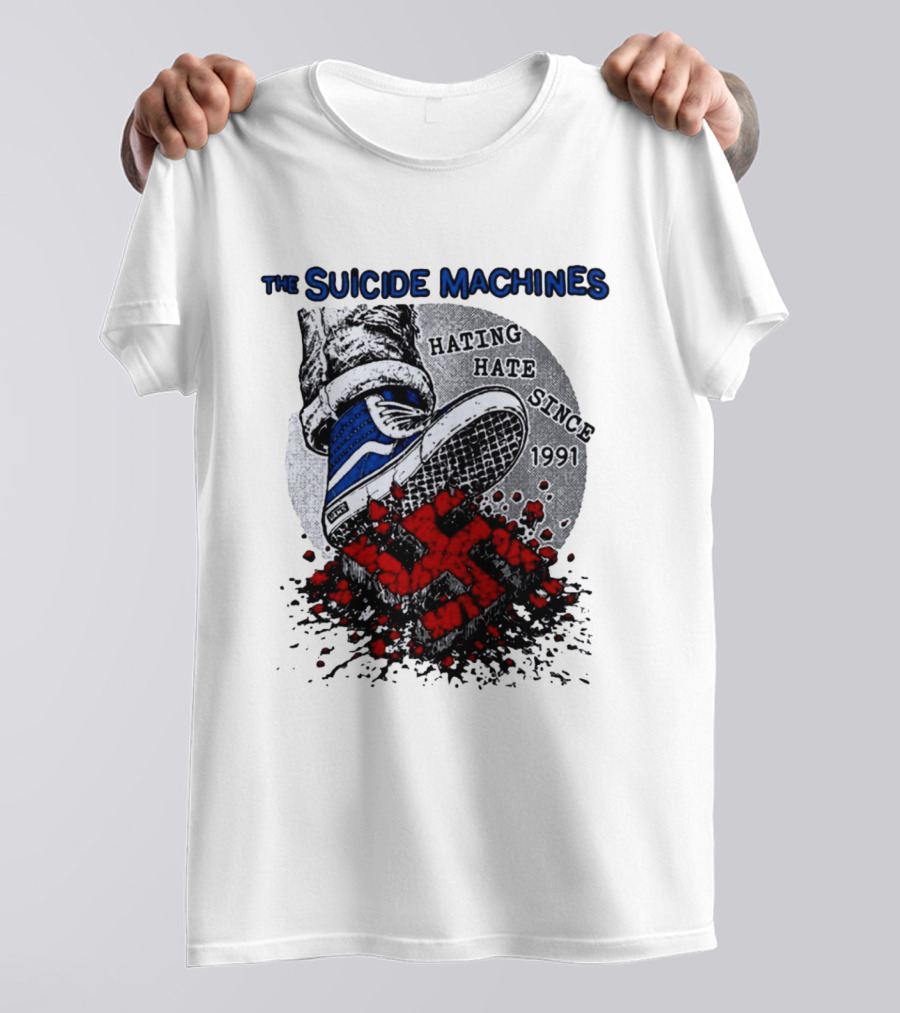 The Suicide Machines Hating Hate Since 1991 Vans Shoe Kicking Swastika T-Shirt