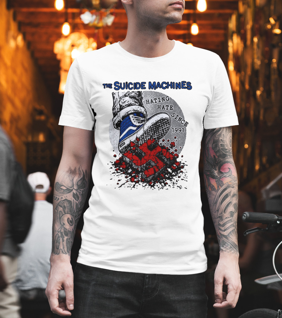 The Suicide Machines Hating Hate Since 1991 Vans Shoe Kicking Swastika T-Shirt