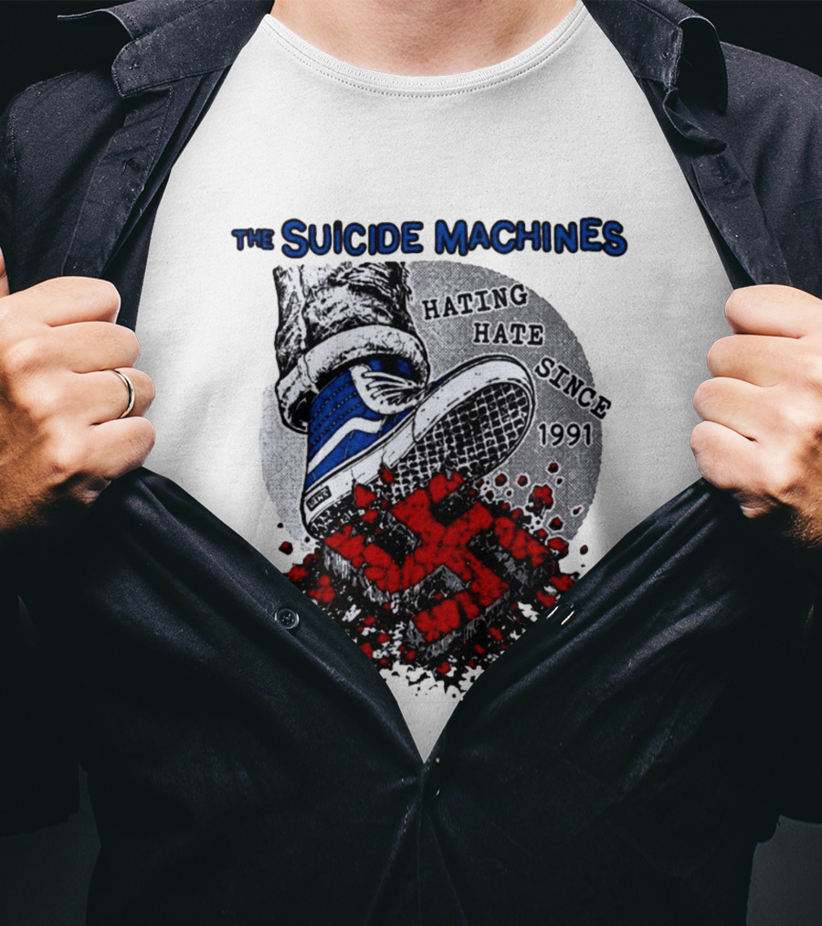 The Suicide Machines Hating Hate Since 1991 Vans Shoe Kicking Swastika T-Shirt