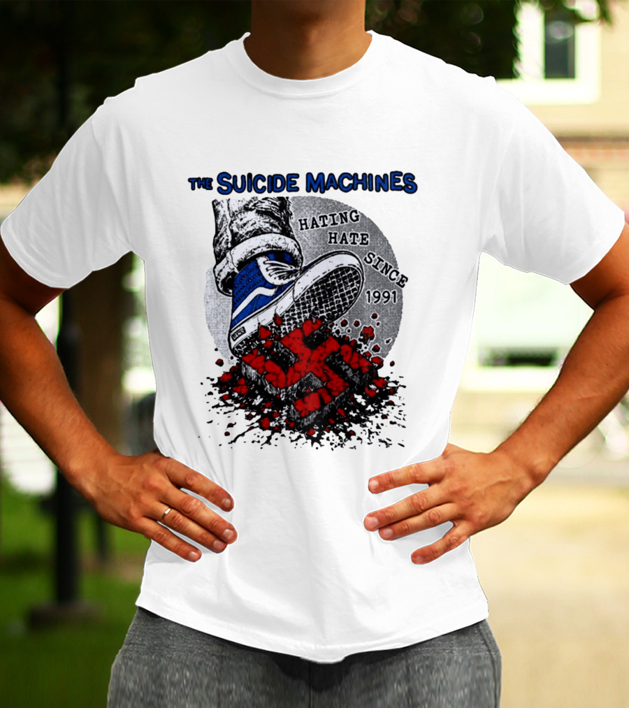 The Suicide Machines Hating Hate Since 1991 Vans Shoe Kicking Swastika T-Shirt