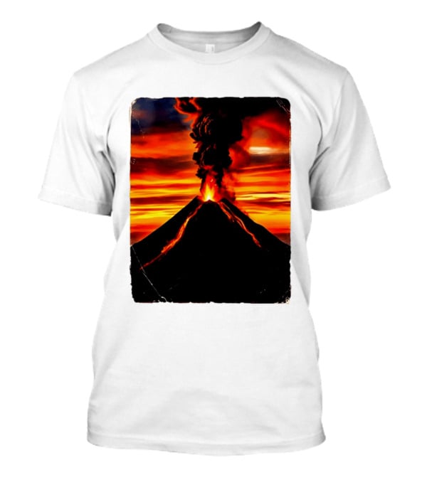 Volcanic Eruption Sunset Landscape Volcano Erupting At Dusk T-Shirt