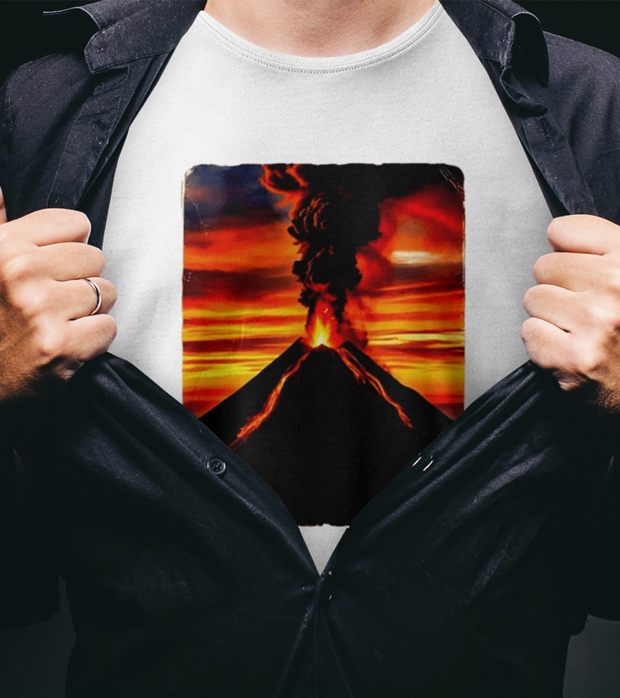 Volcanic Eruption Sunset Landscape Volcano Erupting At Dusk T-Shirt