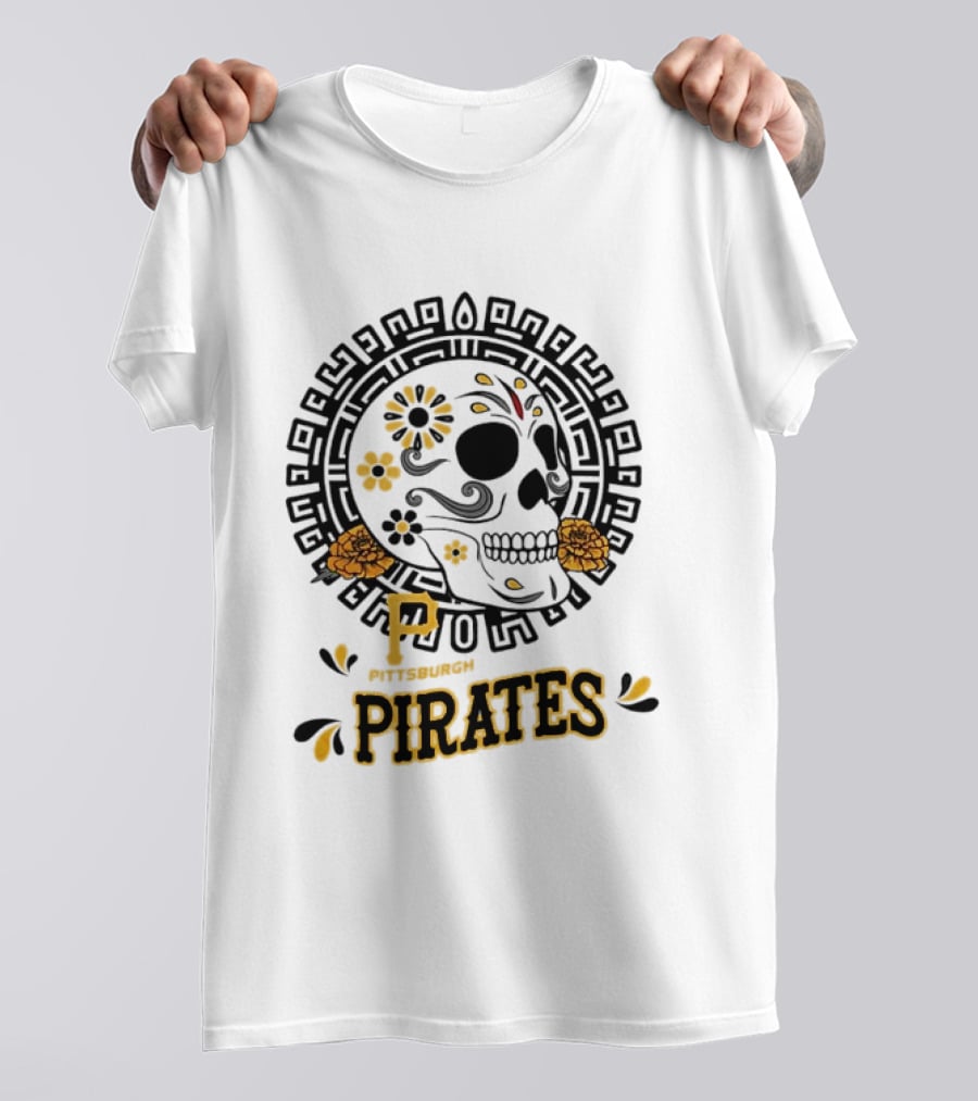Pittsburgh Pirates Dia De Los Muertos Sugar Skull Art MLB Fan T-Shirt