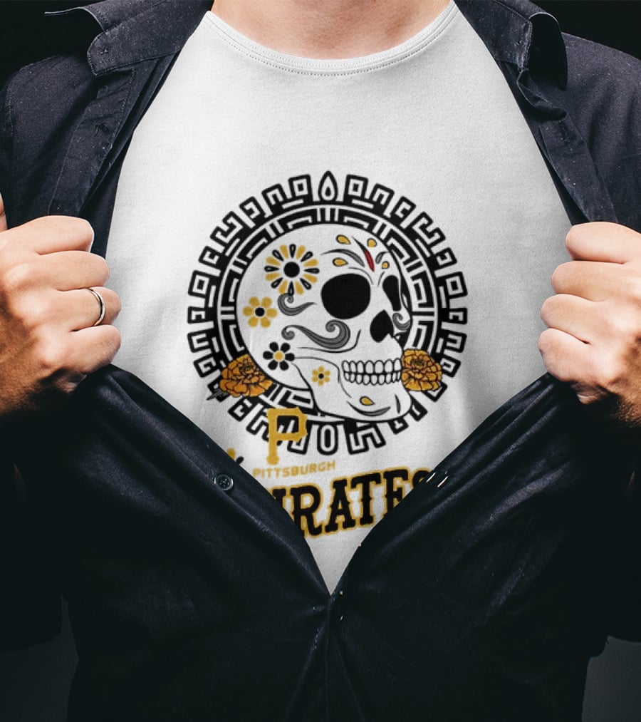 Pittsburgh Pirates Dia De Los Muertos Sugar Skull Art MLB Fan T-Shirt
