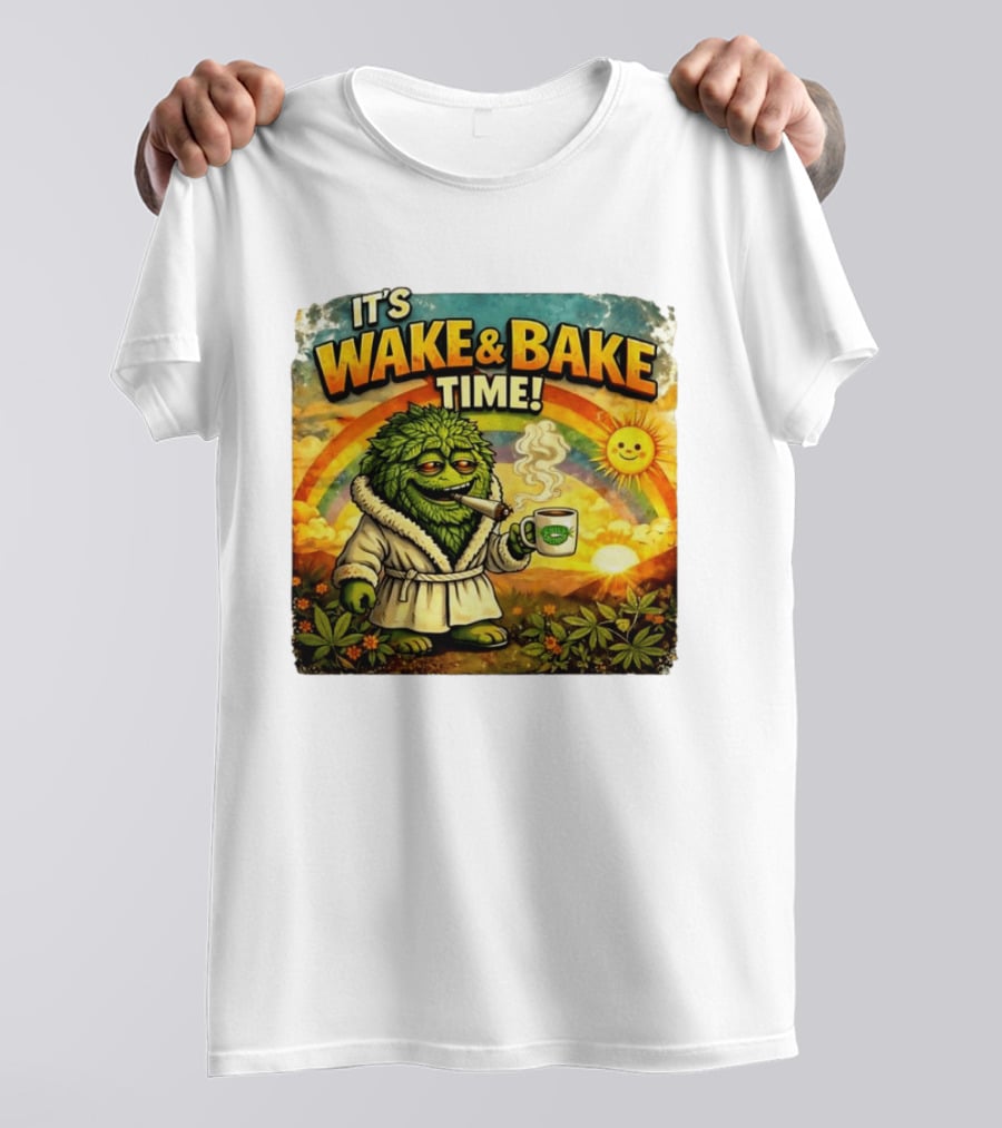 It's Wake And Bake Time Chief Greenbud Smoking Rainbow Sun Cannabis T-Shirt