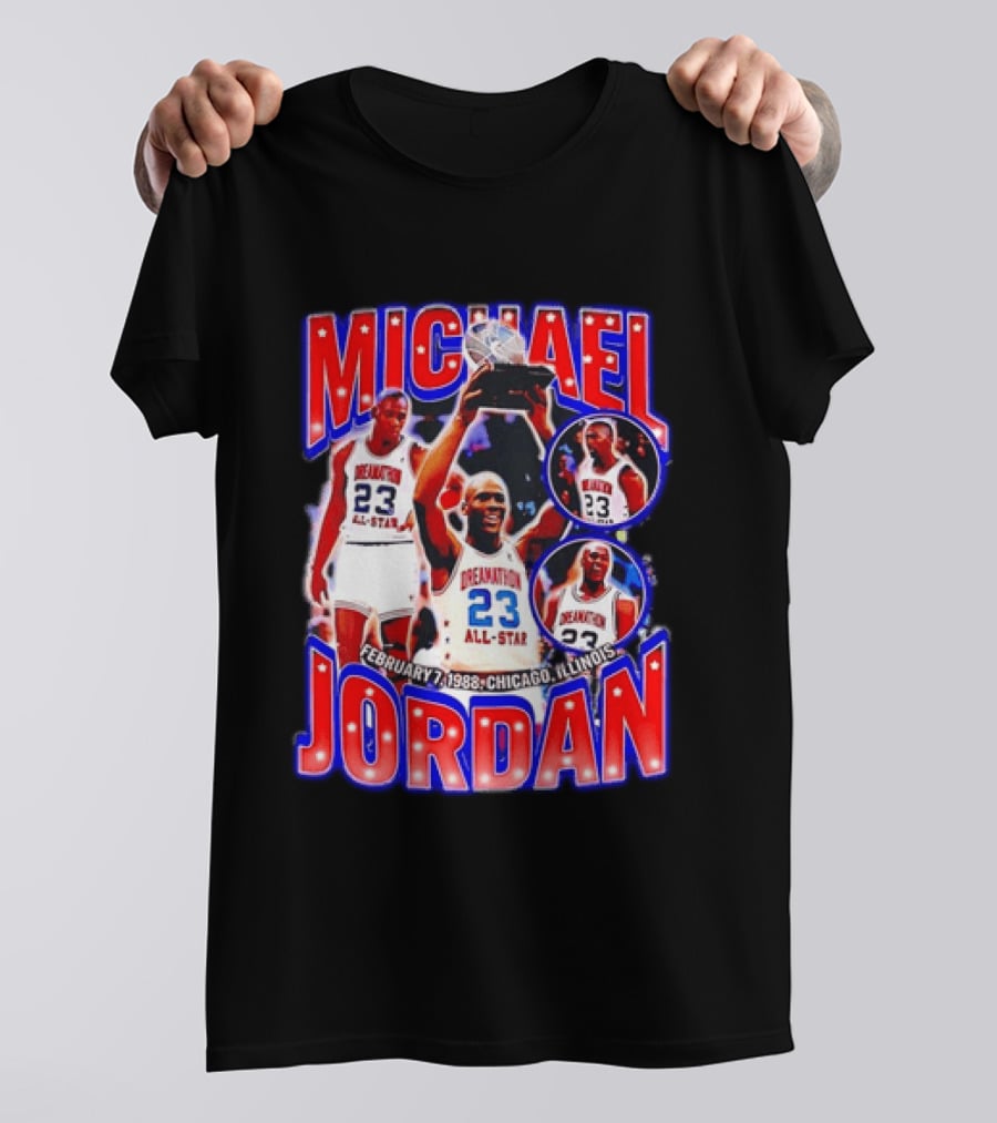 Michael Jordan February 7 1988 Chicago Illinois All Star Trophy Dream Team 23 T-Shirt