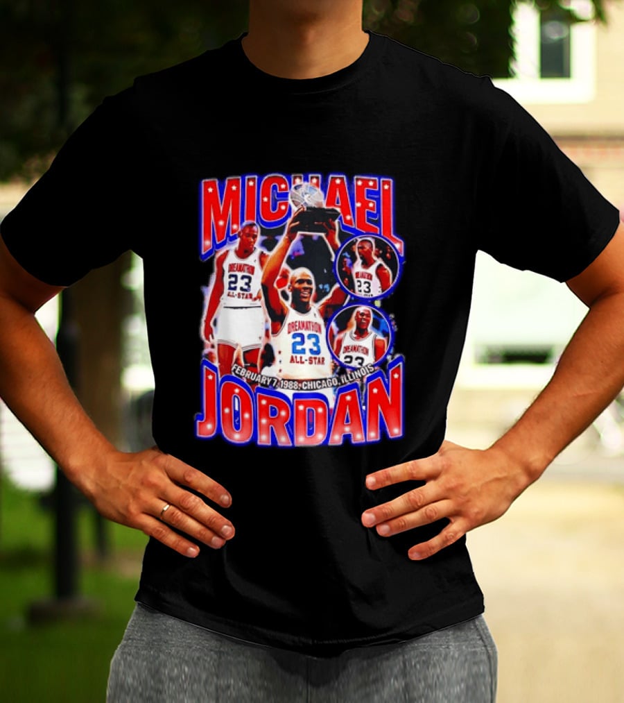 Michael Jordan February 7 1988 Chicago Illinois All Star Trophy Dream Team 23 T-Shirt