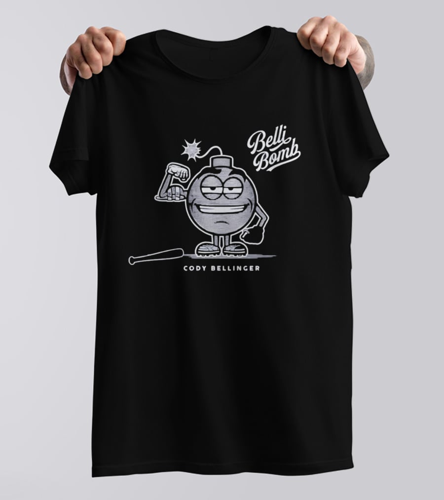 Belli Bomb Cody Bellinger Cartoon Character With Bat And Bomb T-Shirt
