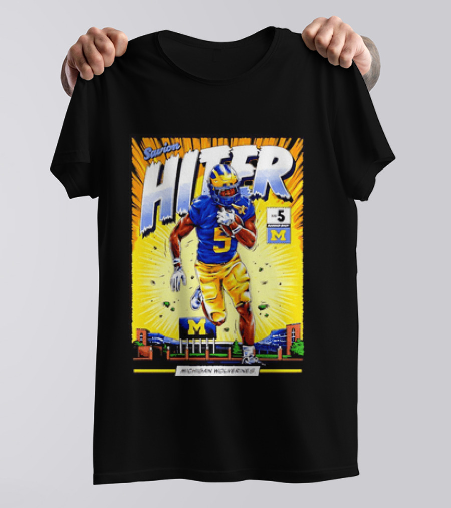 Savion Hiter Michigan Wolverines Football Number 5 Comic T-Shirt
