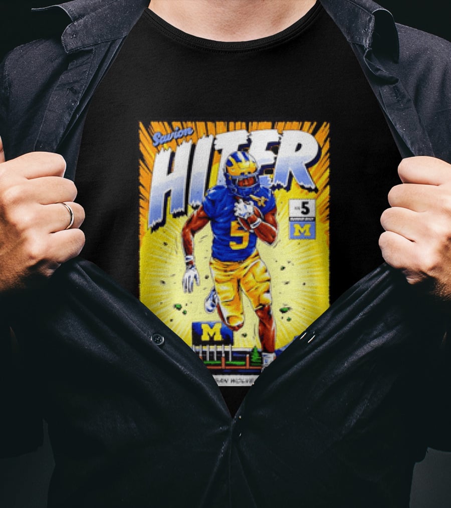 Savion Hiter Michigan Wolverines Football Number 5 Comic T-Shirt