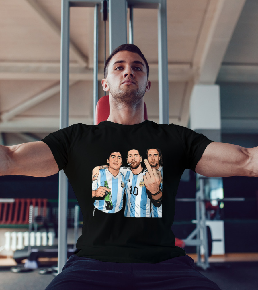 Messi Maradona Batistuta Argentina Football Legends T-Shirt