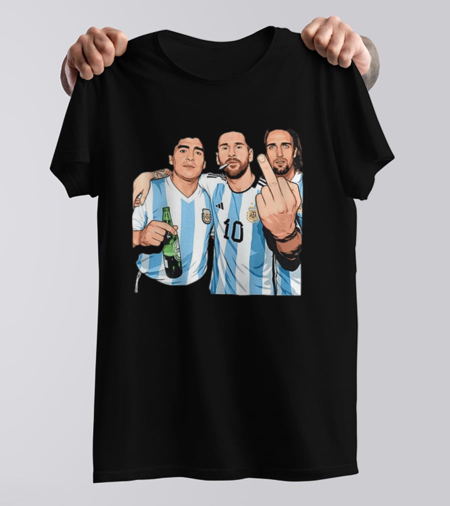 Messi Maradona Batistuta Argentina Football Legends T-Shirt
