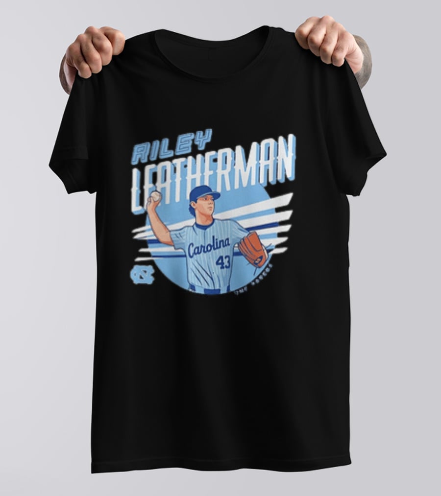 North Carolina Tar Heels Riley Leatherman Baseball Carolina 43 T-Shirt
