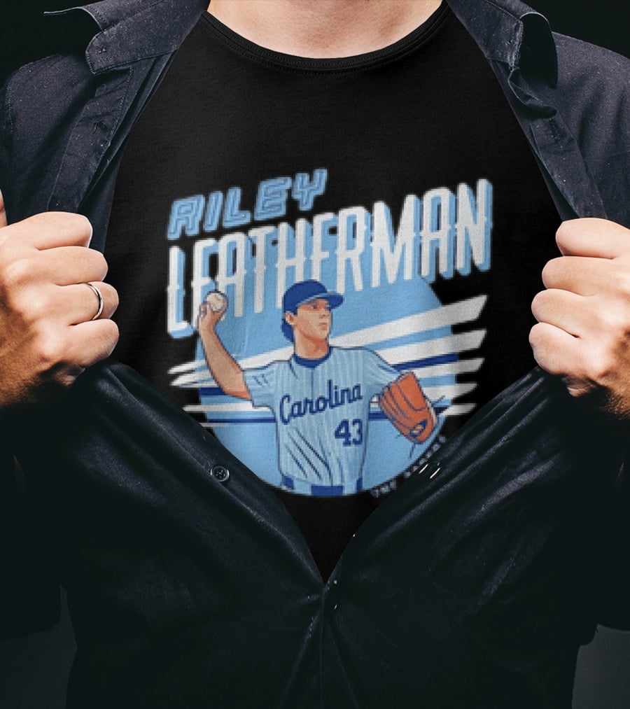 North Carolina Tar Heels Riley Leatherman Baseball Carolina 43 T-Shirt
