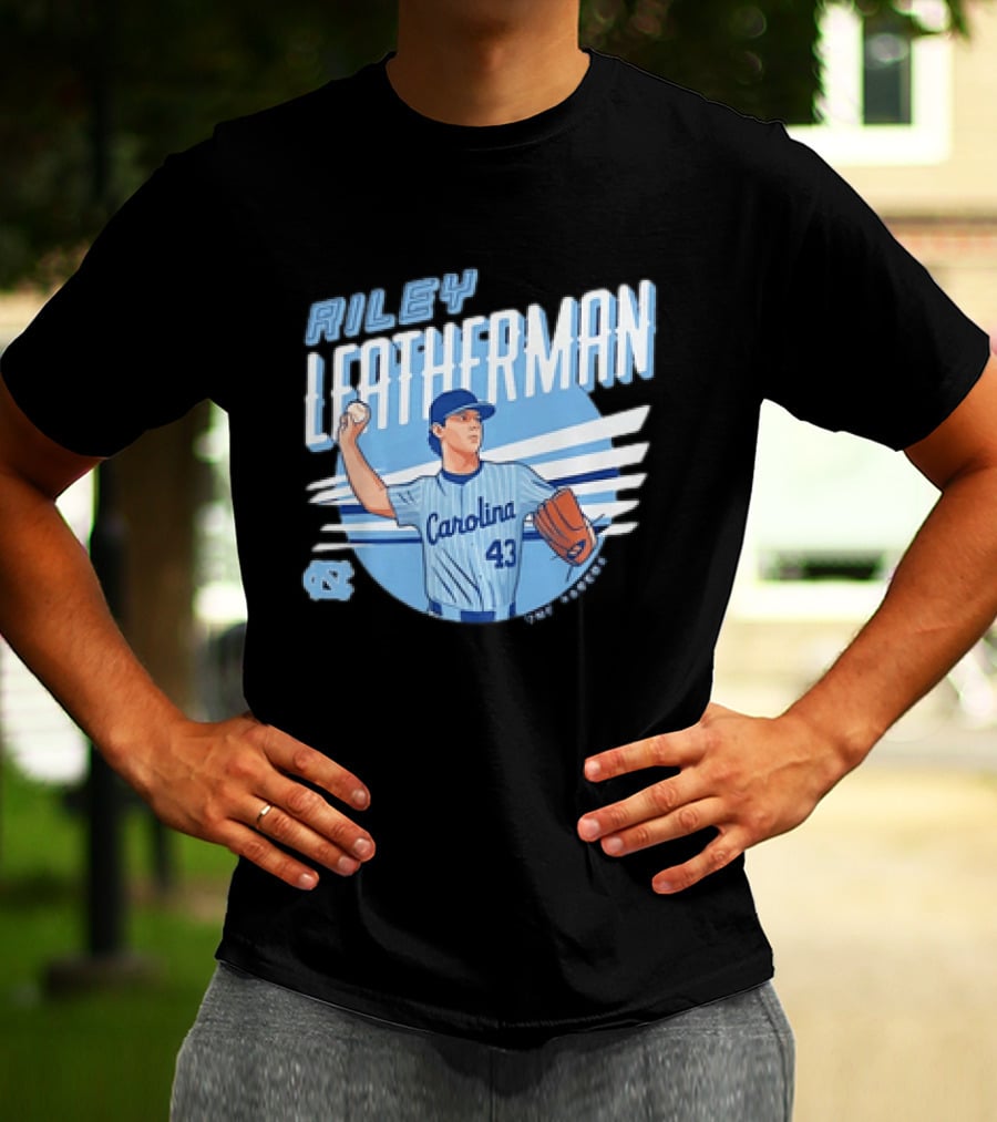 North Carolina Tar Heels Riley Leatherman Baseball Carolina 43 T-Shirt