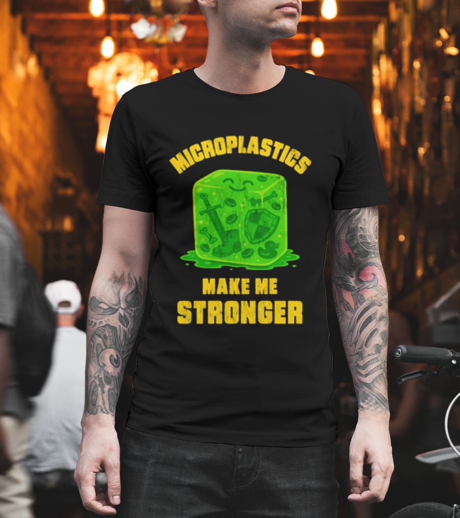 Microplastics Make Me Stronger Gelatinous Block Sword Shield Boot T-Shirt