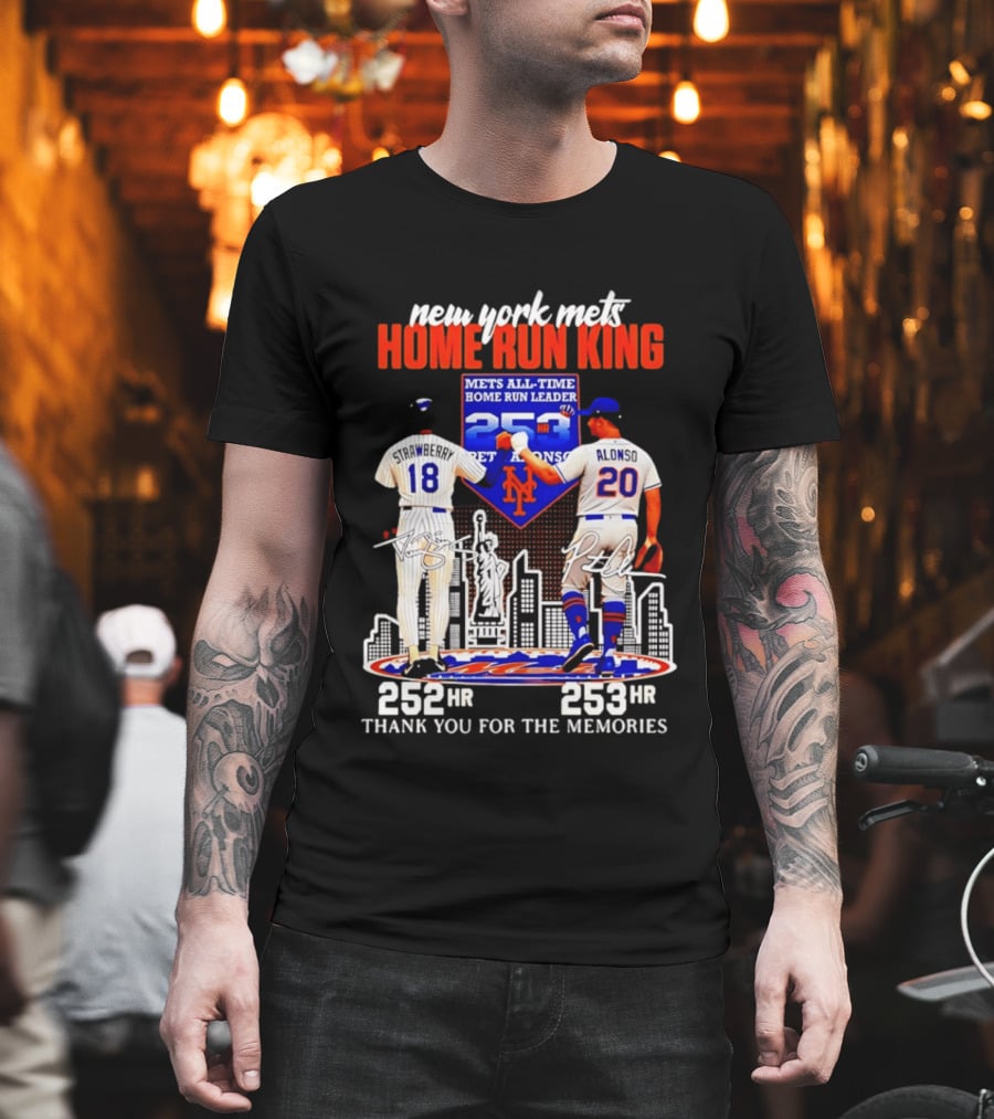 New York Mets Home Run King Celebration Darryl Strawberry And Pete Alonso Thank You For The Memories T-Shirt