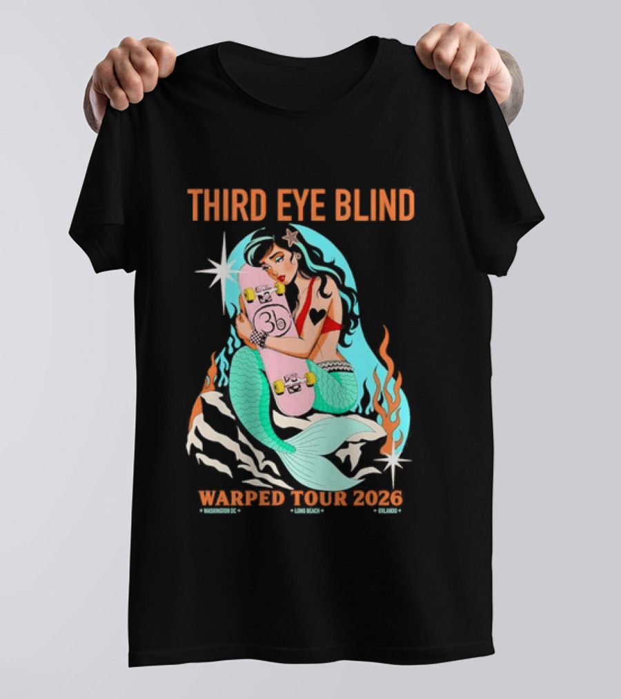 Third Eye Blind 2026 Warped Tour Mermaid Skater T-Shirt
