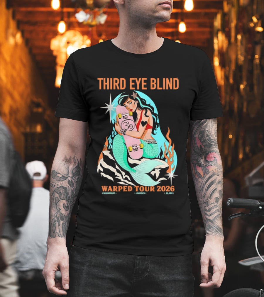 Third Eye Blind 2026 Warped Tour Mermaid Skater T-Shirt
