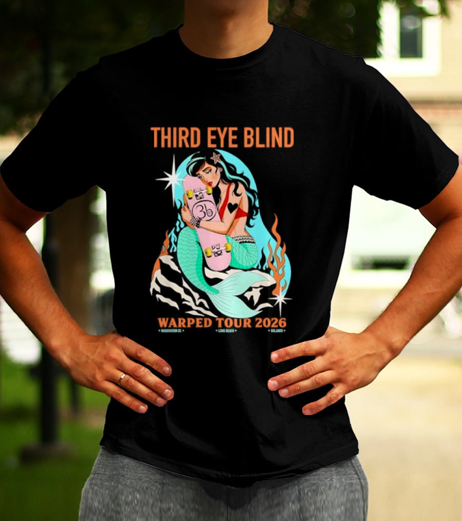 Third Eye Blind 2026 Warped Tour Mermaid Skater T-Shirt