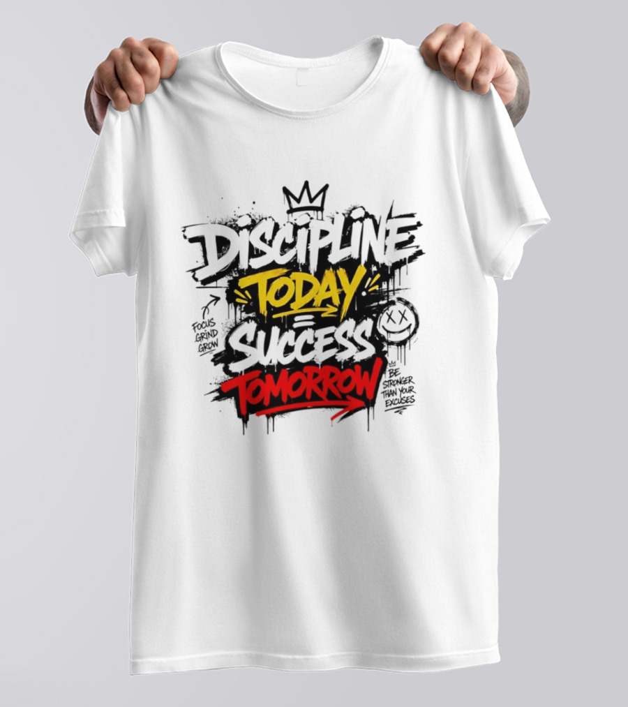 Discipline Today Success Tomorrow Motivational Graffiti T-Shirt