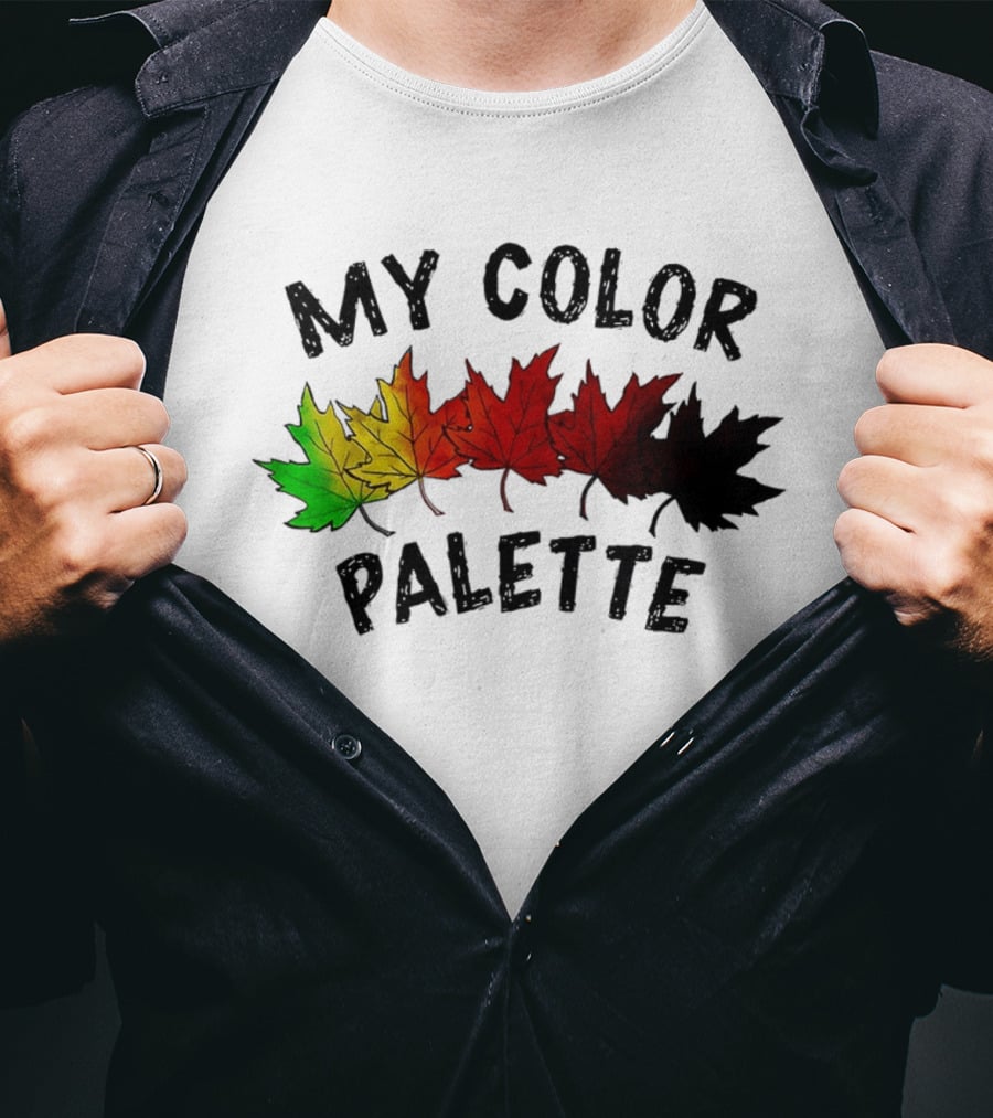 My Color Palette Autumn Leaves Green Yellow Orange Red Brown Black T-Shirt