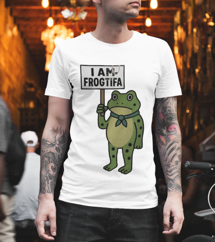 I AM FROGTIFA Frog Holding Sign T-Shirt