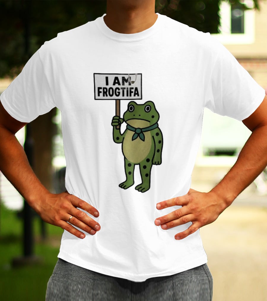 I AM FROGTIFA Frog Holding Sign T-Shirt