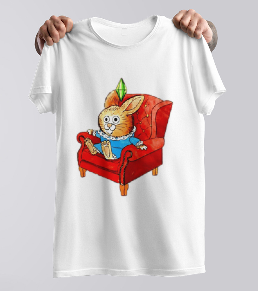Rabbit They're Turning Me Into A Data Center Tomorrow Green Plumbob Red Couch Blue Dress T-Shirt