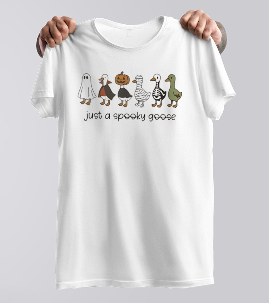 Halloween Goose Costumes Funny Spooky Goose Lineup T-Shirt