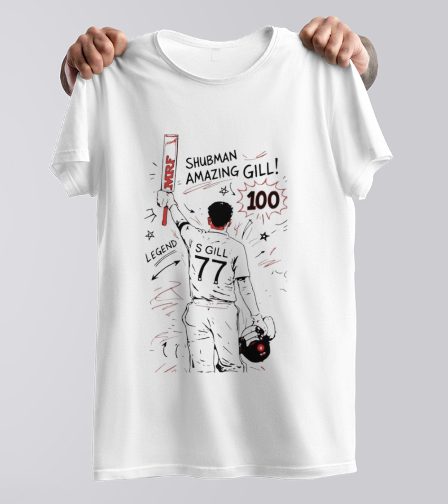 Shubman Gill Amazing Legend 100 77 Cricket Hero T-Shirt