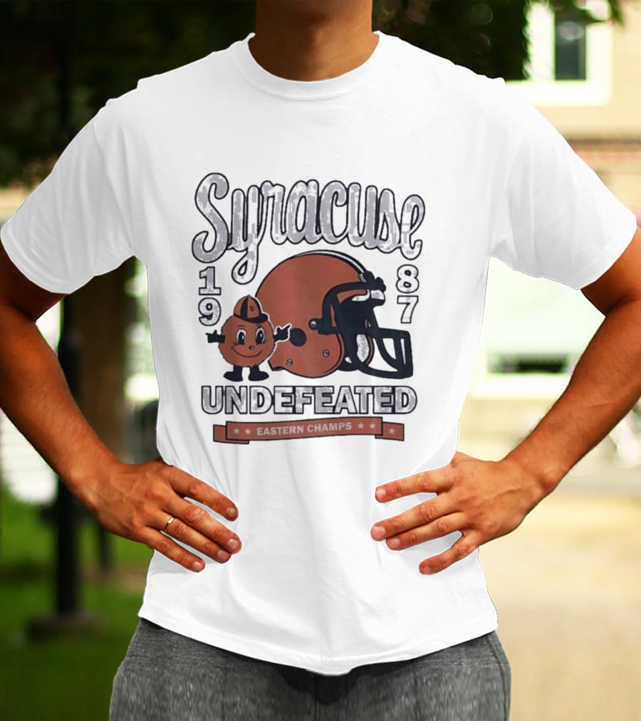 Syracuse 1987 Undefeated Eastern Champs Football Helmet Orange T-Shirt