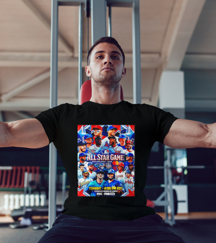 2026 MLB All Star Game Philadelphia Featured Stars And Team Jerseys Fox Coverage T-Shirt