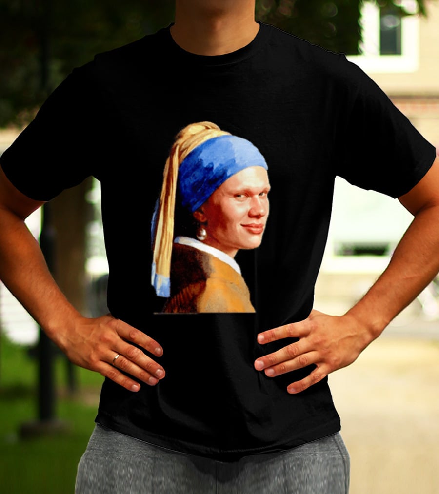 Erling Haaland Girl With A Pearl Earring Football T-Shirt