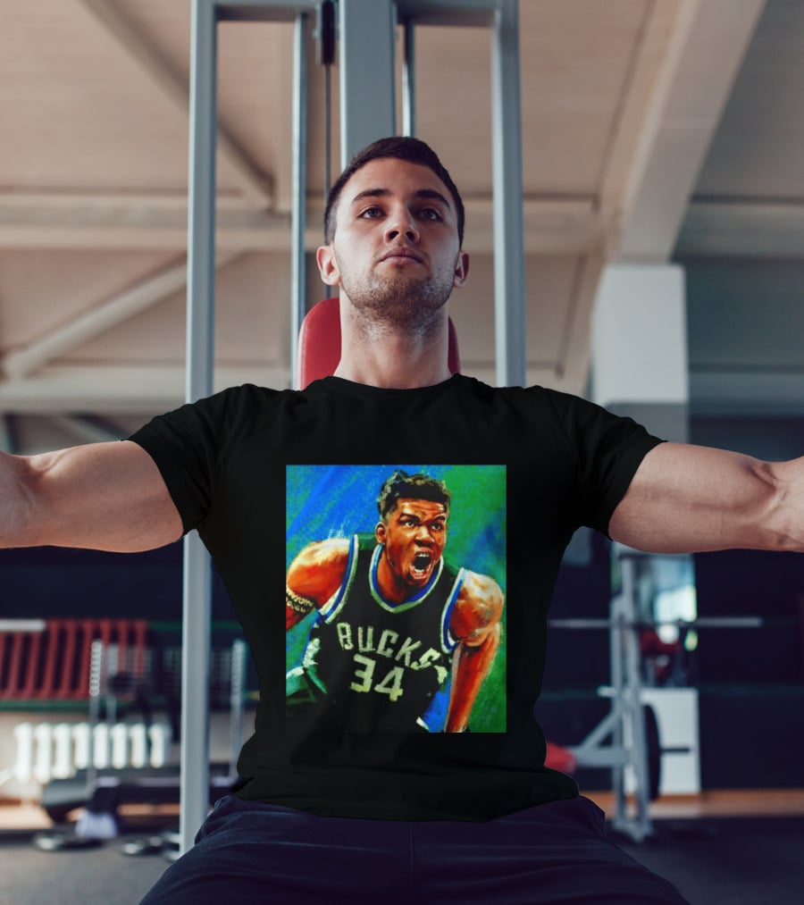Giannis Antetokounmpo Bucks No 34 Jersey Art Basketball Star T-Shirt