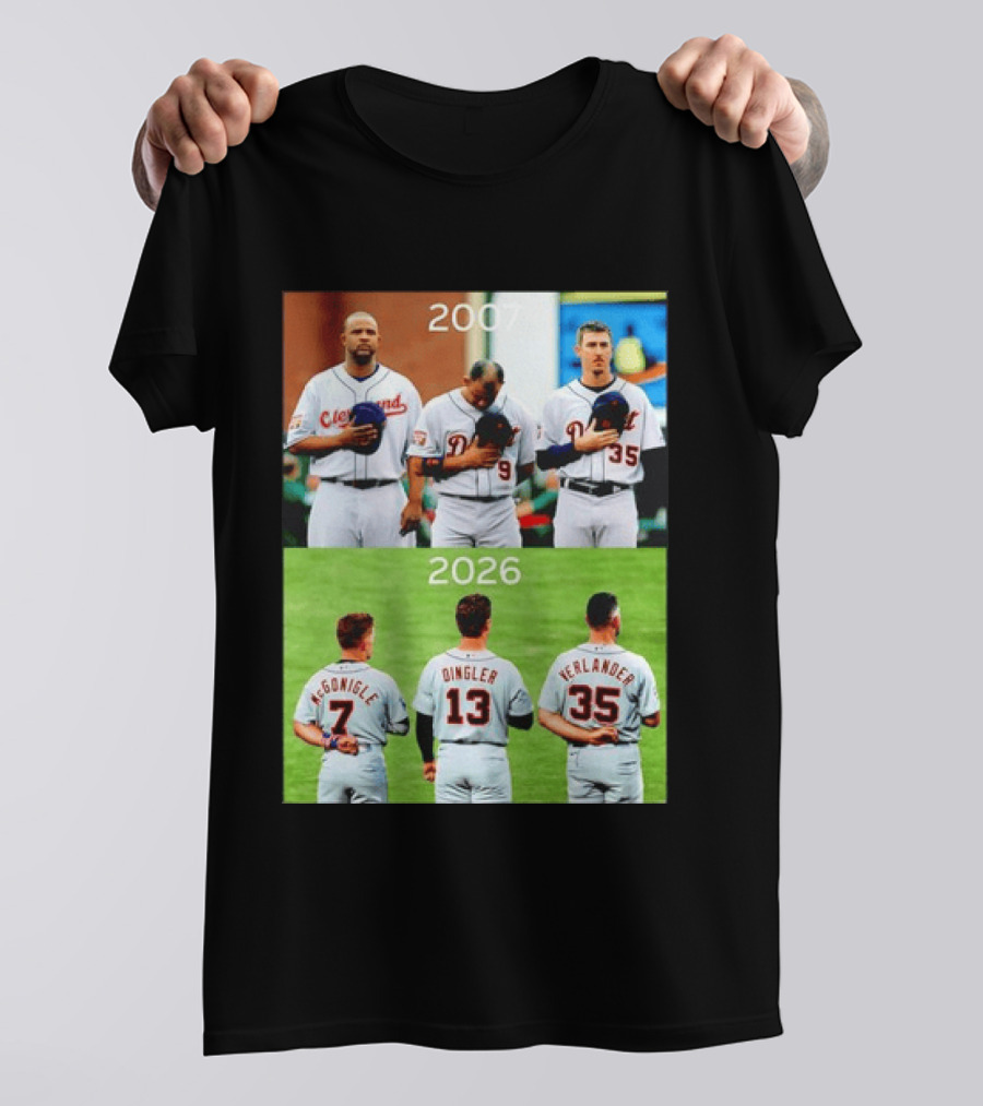 Detroit Tigers 2007 2026 McGonigle Dingler Verlander Comparison T-Shirt