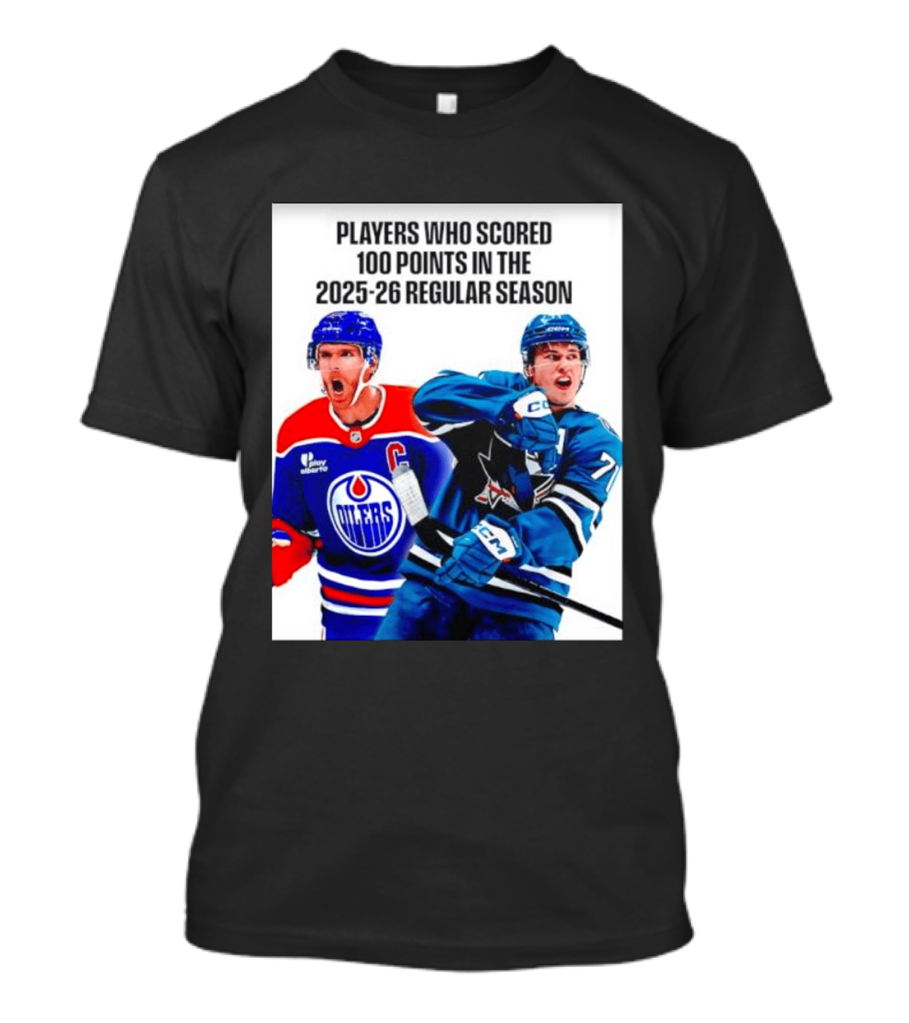 Edmonton Oilers San Jose Sharks 100 Points 2025 26 Regular Season Players T-Shirt