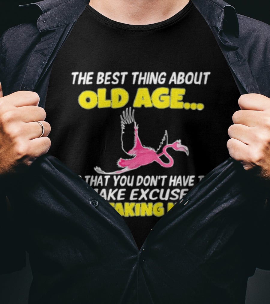 The Best Thing About Old Age Is You Don't Have To Make Excuses For Taking Naps Flamingo T-Shirt