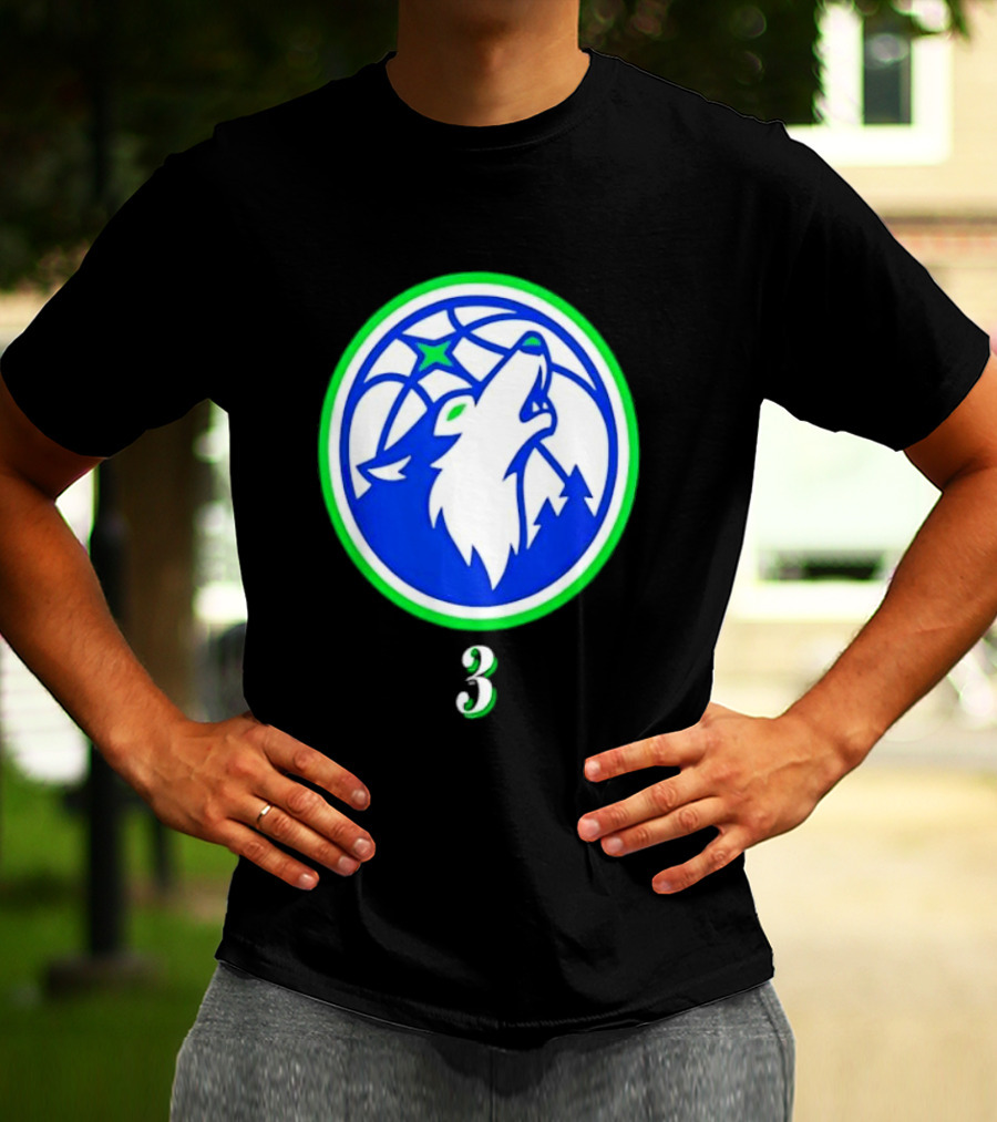 Jaden McDaniels Minnesota Timberwolves 3 Wolf Basketball T-Shirt