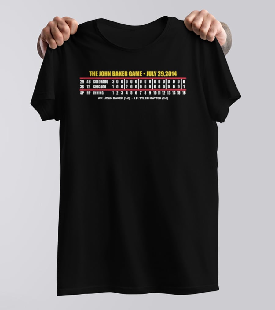 The John Baker Game July 29 2014 Colorado Chicago 5 Innings 16 Innings Victory T-Shirt
