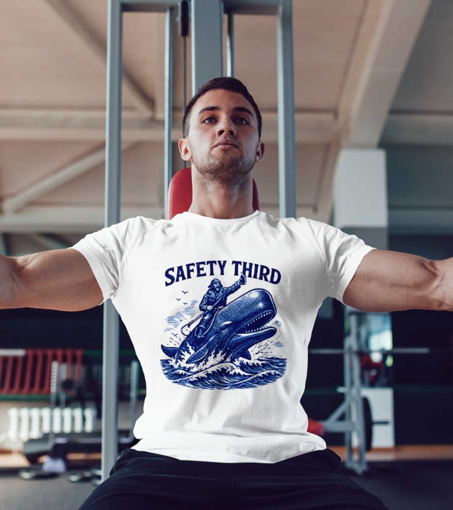 Safety Third Nautical Whale Rider Humor T-Shirt