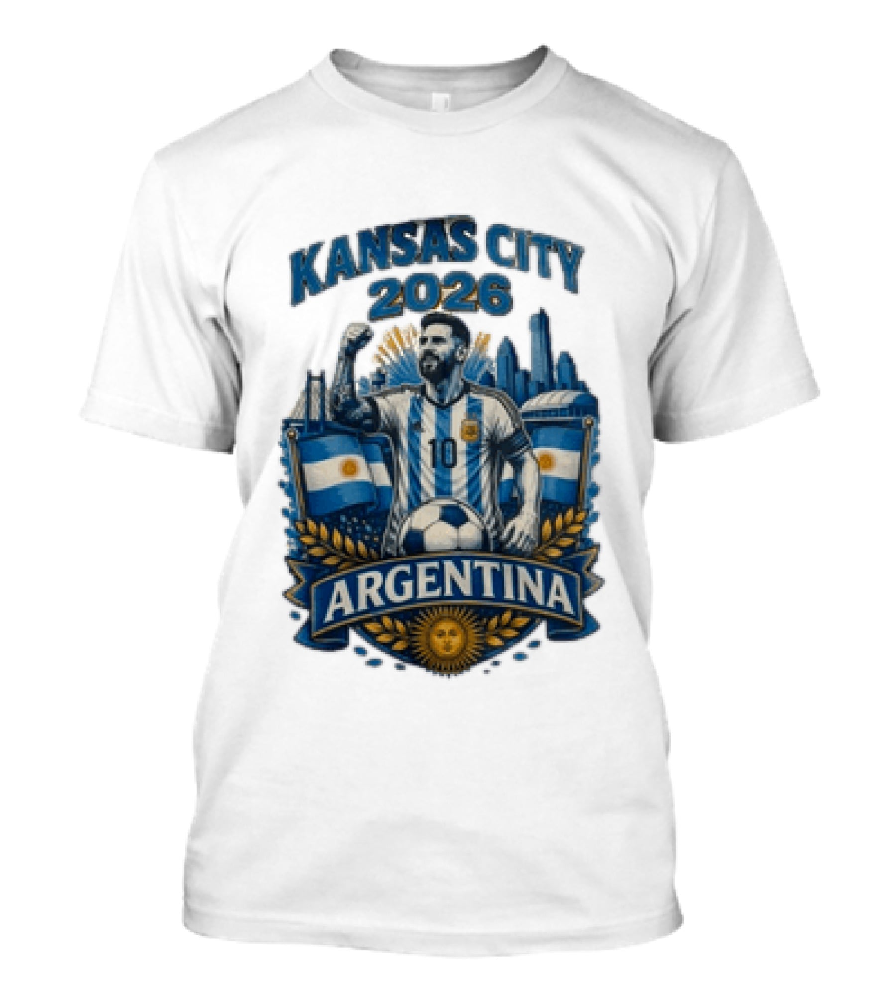 Kansas City 2026 Argentina Lionel Messi No 10 Flag Skyline T-Shirt