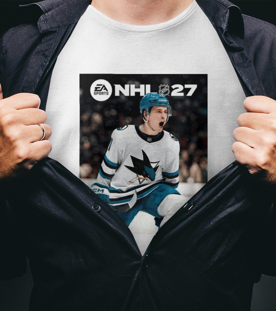 EA Sports NHL 27 Macklin Celebrini San Jose Sharks Cover Athlete NHLPA T-Shirt