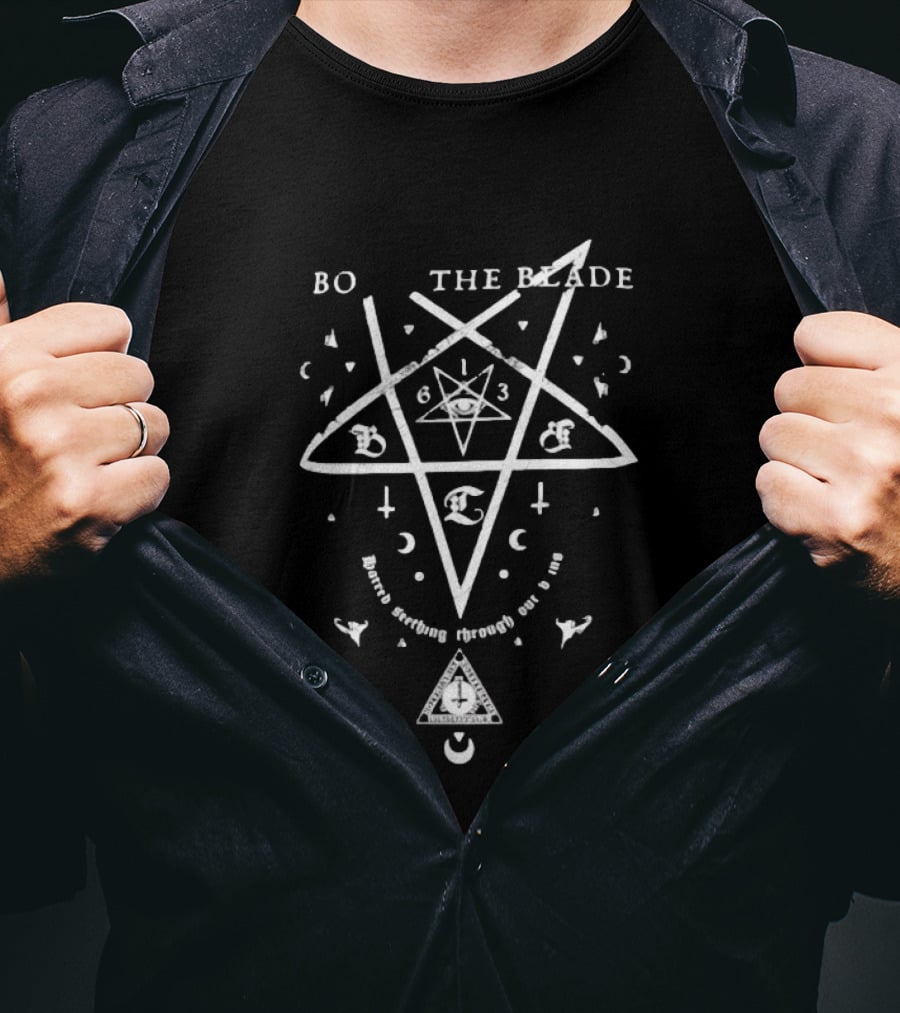 BO The Blade Pentagram Symbols Phrase Running Through Our Veins T-Shirt