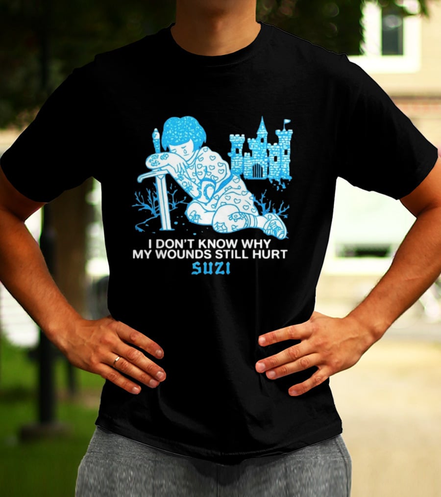 I Don't Know Why My Wounds Still Hurt Suzi Sad Blue Cartoon Castle T-Shirt