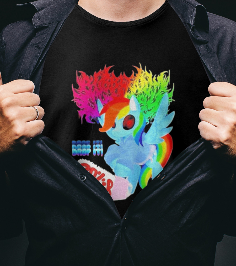 Drop It 20% Cooler Bubblegum Chainsaw Rainbow Dash T-Shirt